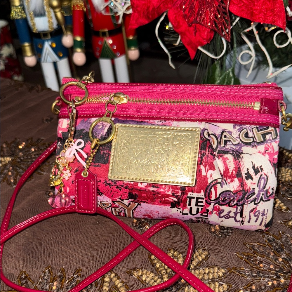 Coach Poppy crossbody Pink and Gold Women's Bag with 2 hand tag